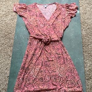 Nine West Pink Floral Wrap Dress